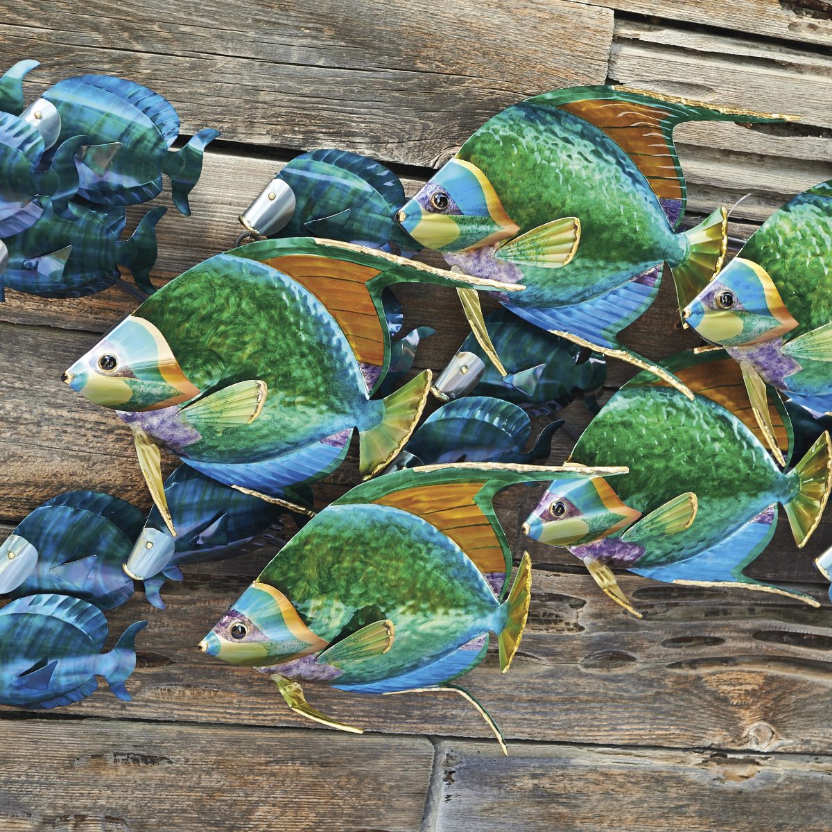 Alternative view of Angelfish and Blue Tang School Indoor/Outdoor Wall Art
