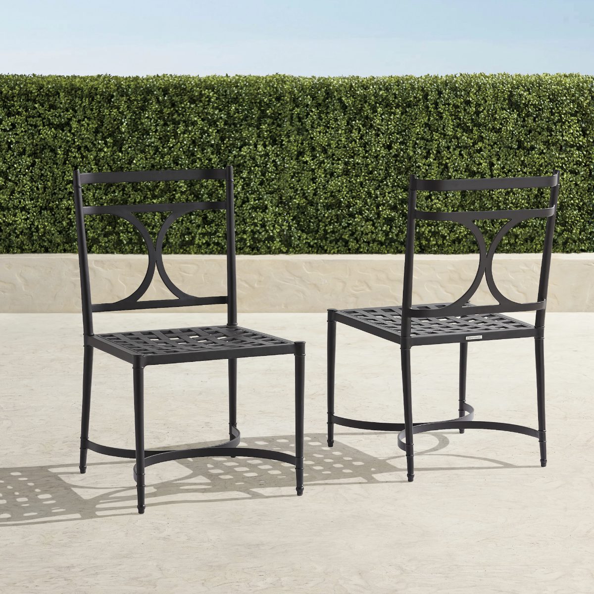 Angelina Dining Side Chairs in Jet Black Aluminum, Set of Two