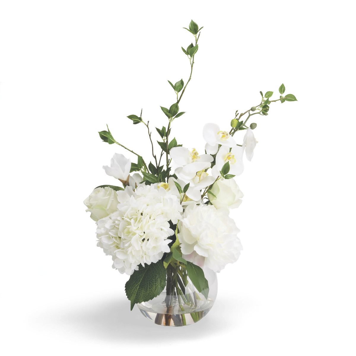 Assorted White & Cream Flowers in Glass Vase