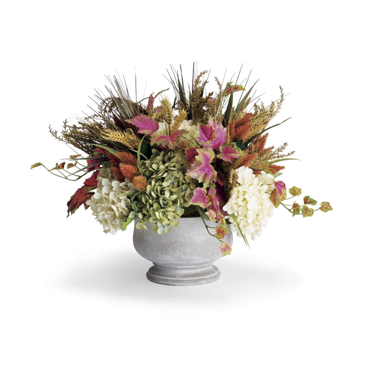 Autumn Pampas & Thistle in Gray Stone Pot