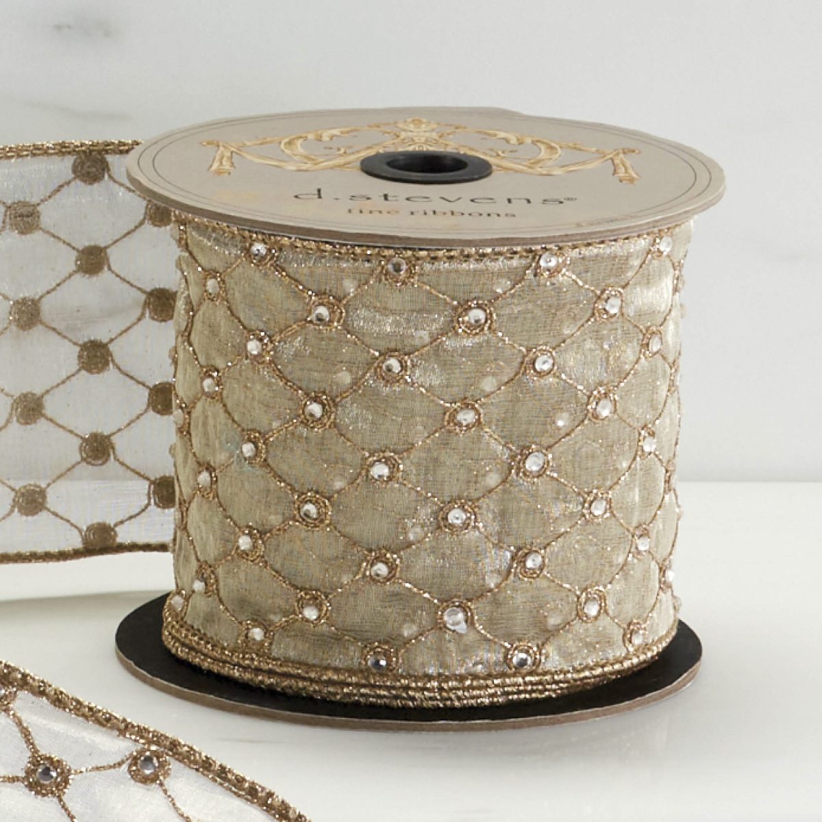 Alternative view of Silk Embroidery Diamond Harlequin Ribbon