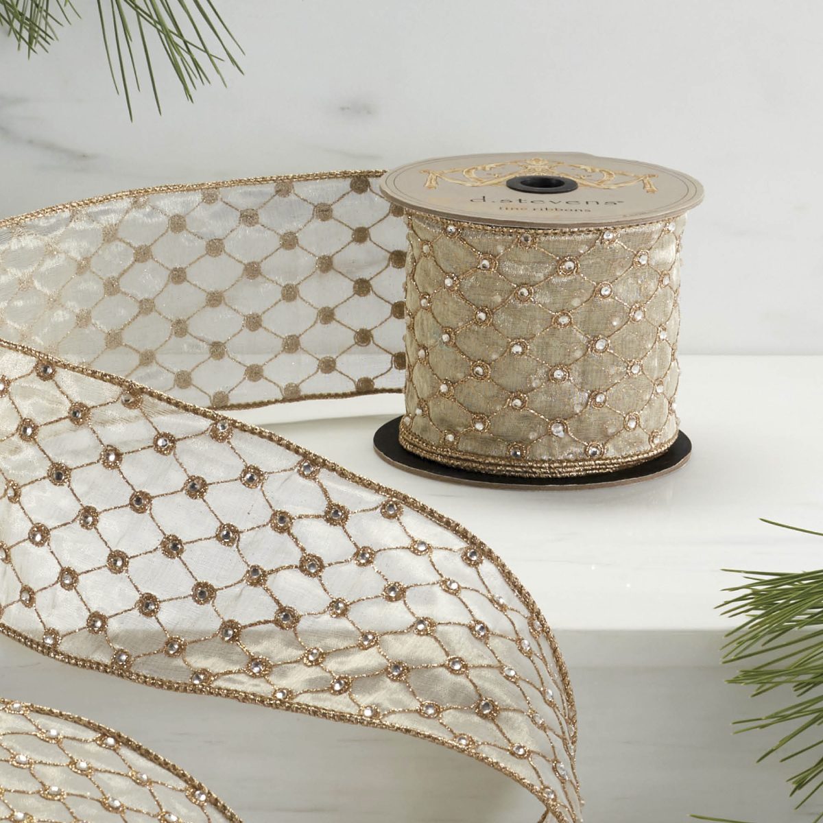 Silk Embroidery Diamond Harlequin Ribbon