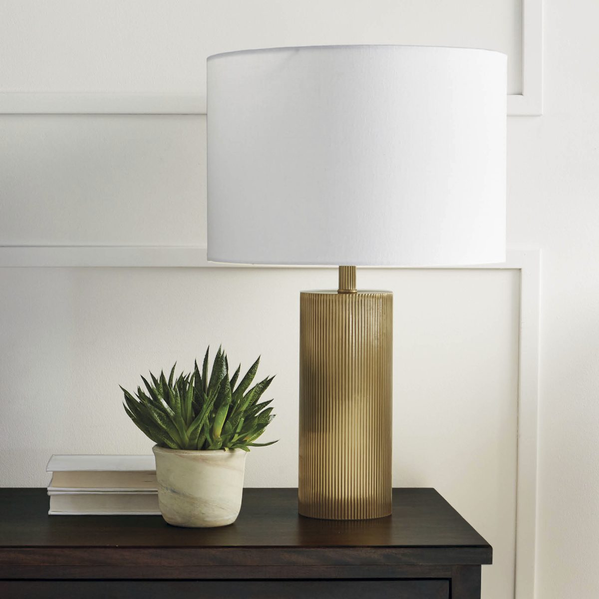 Alternative view of Calloway Ribbed Brass Table Lamp