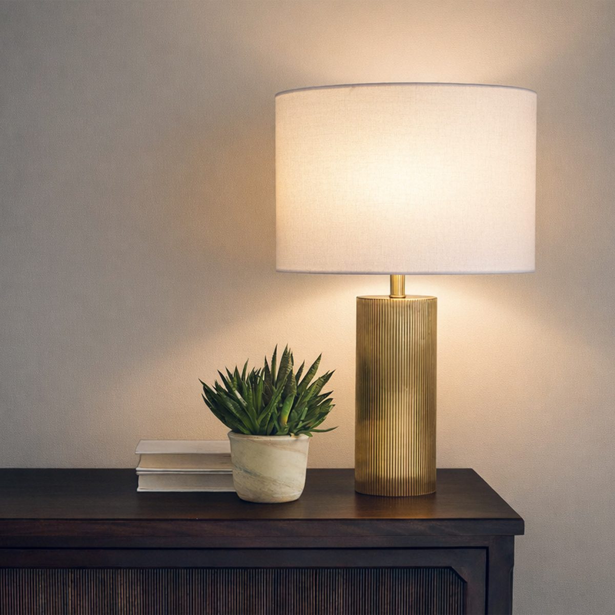 Calloway Ribbed Brass Table Lamp