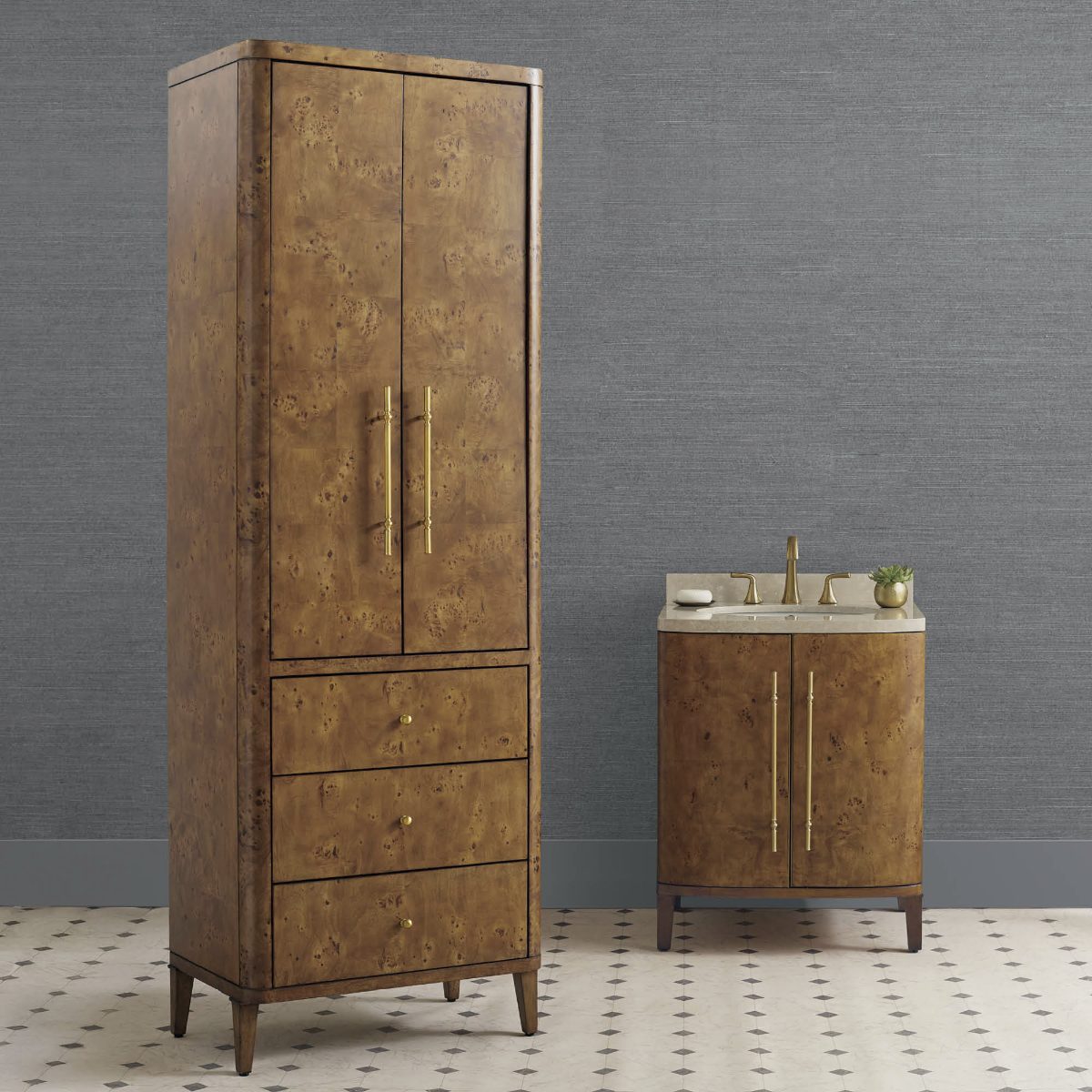 Brando 27" Powder Bath Vanity Set with Storage Cabinet in Russet
