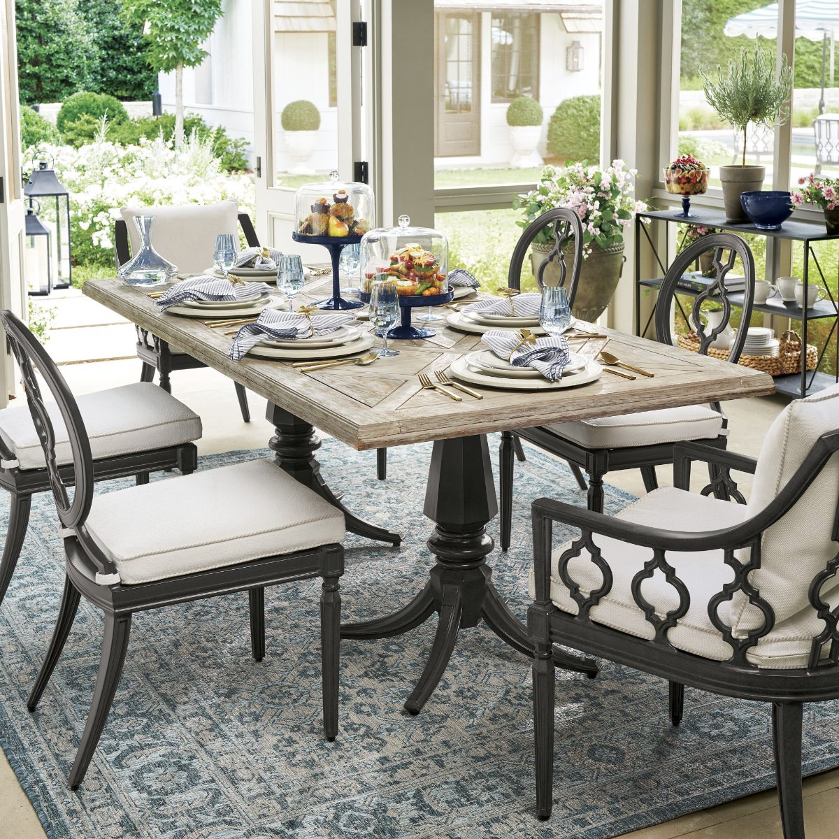 Alternative view of Avery Teak Top Dining Table in Slate Aluminum