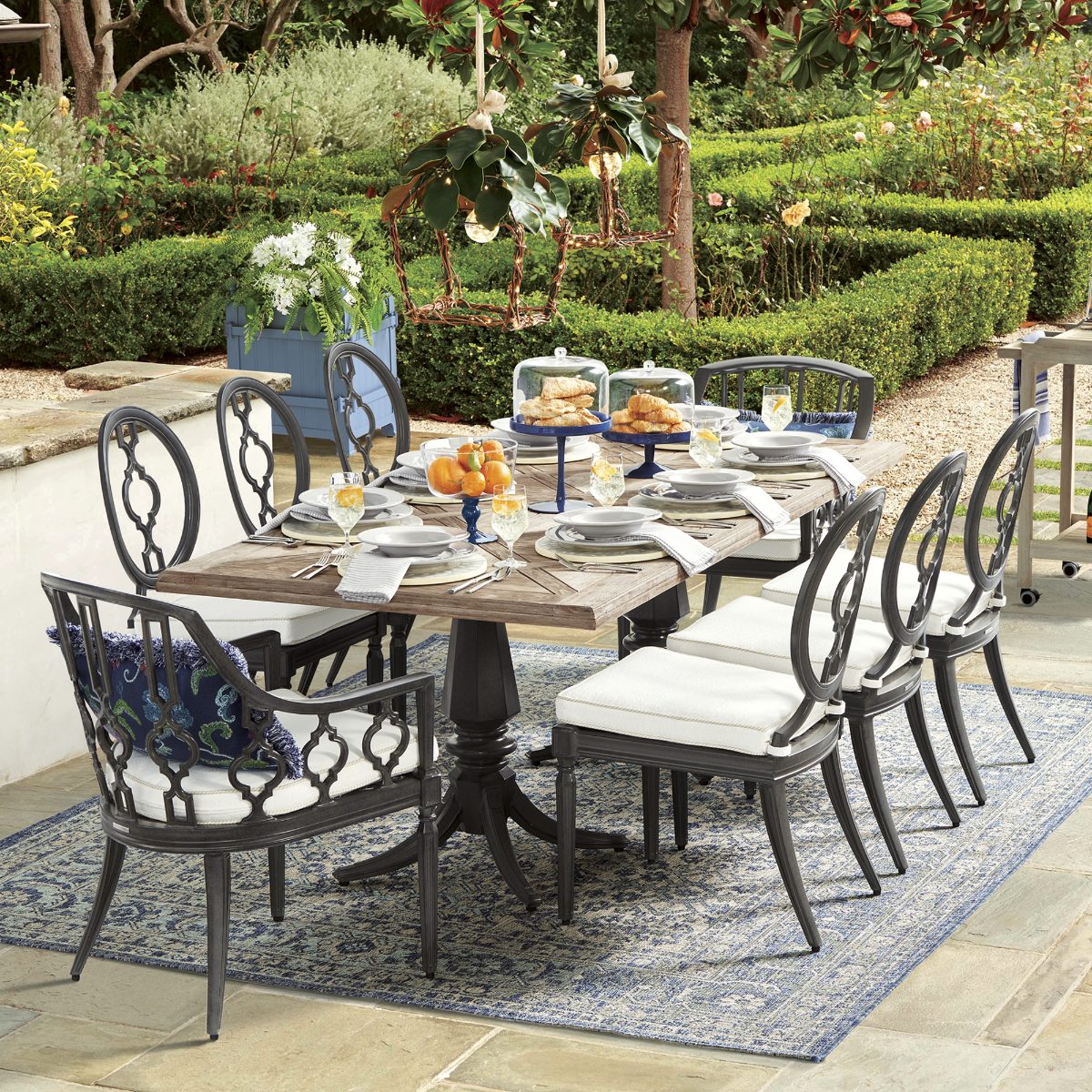 Avery Teak Top Dining Table in Slate Aluminum - Image 4