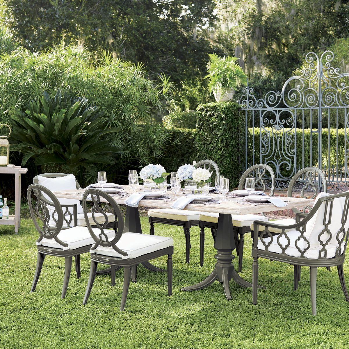 Avery Teak Top Dining Table in Slate Aluminum - Image 5
