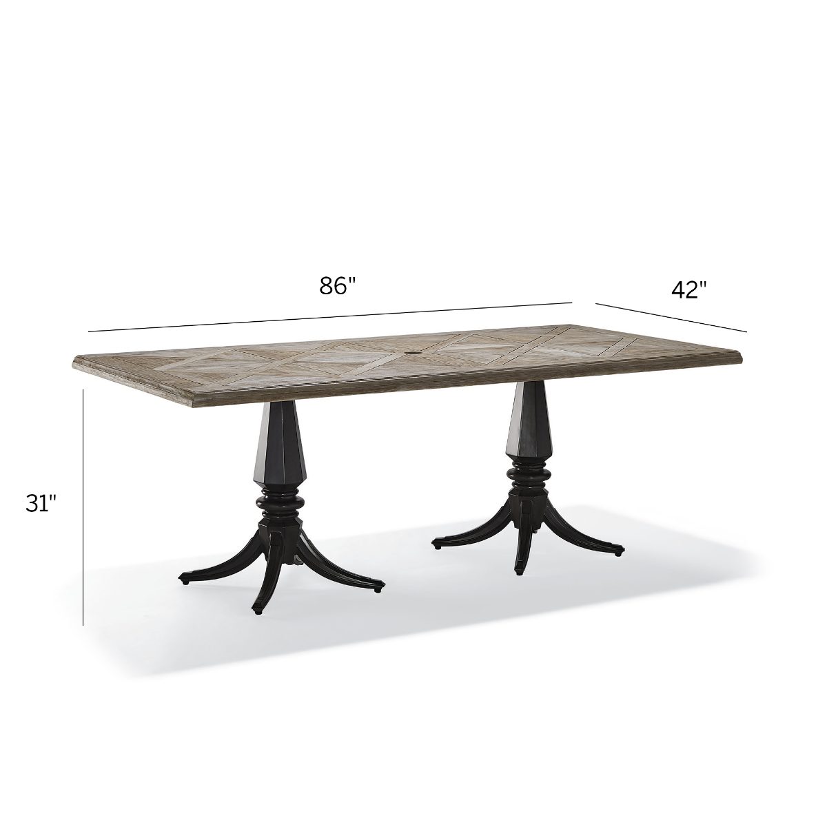 Avery Teak Top Dining Table in Slate Aluminum - Image 6