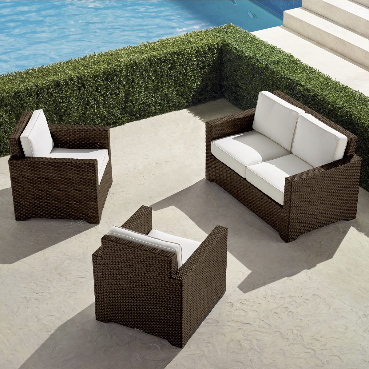 Small Palermo 3-pc. Loveseat Set in Dove Wicker