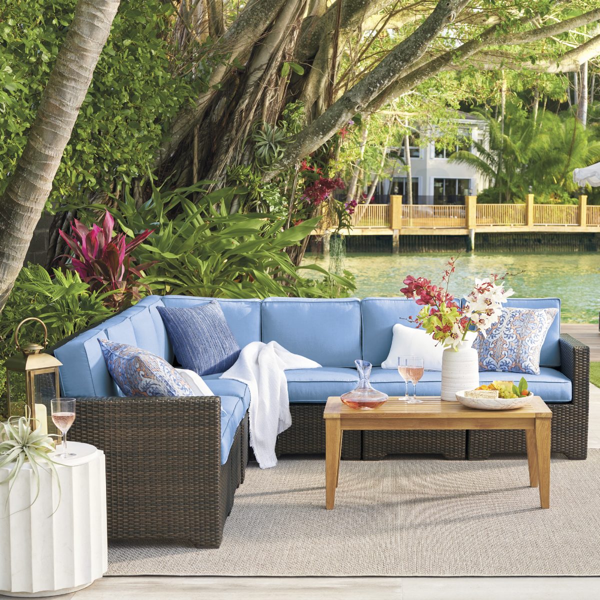 Small Palermo Modular Seating Collection in Dove Wicker