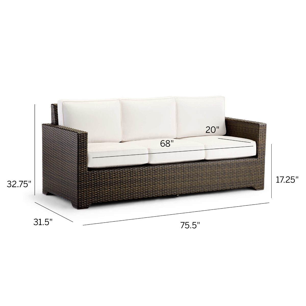 Small Palermo Sofa with Cushions in Bronze Wicker - Image 5