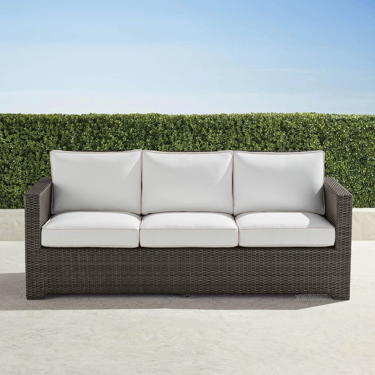 Small Palermo Sofa with Cushions in Bronze Wicker