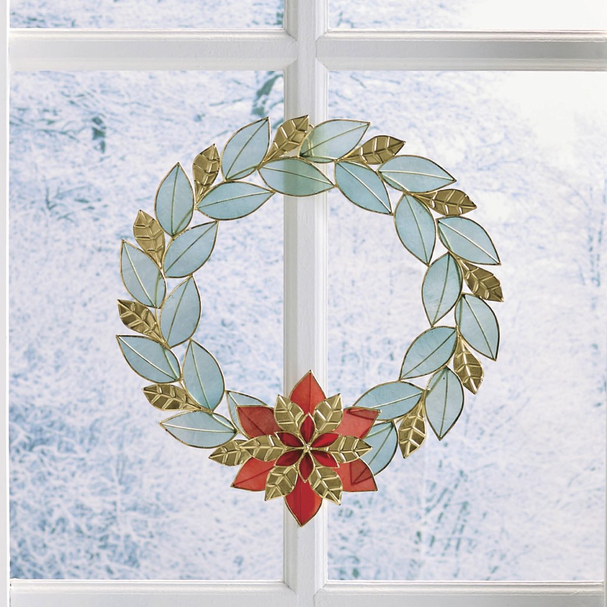 Capiz Poinsettia Wreath