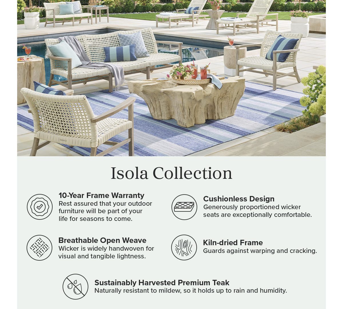 Isola Loveseat in Weathered Teak & Washed White Wicker - Image 3