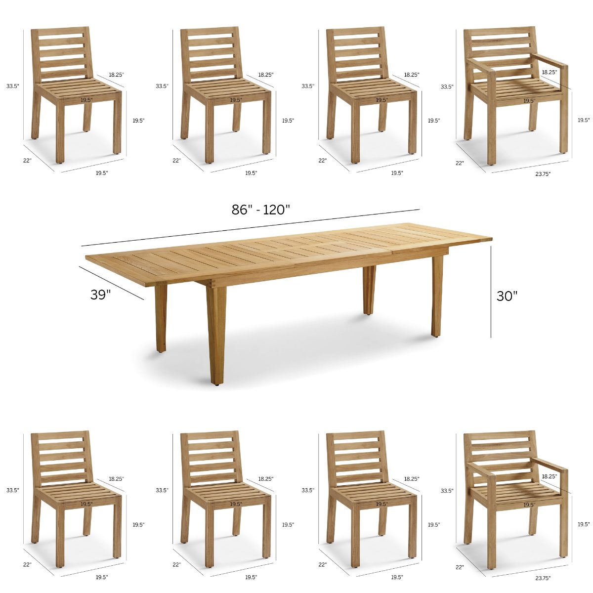 Calhoun Extendable 9-pc. Dining Set in Natural Teak - Image 3