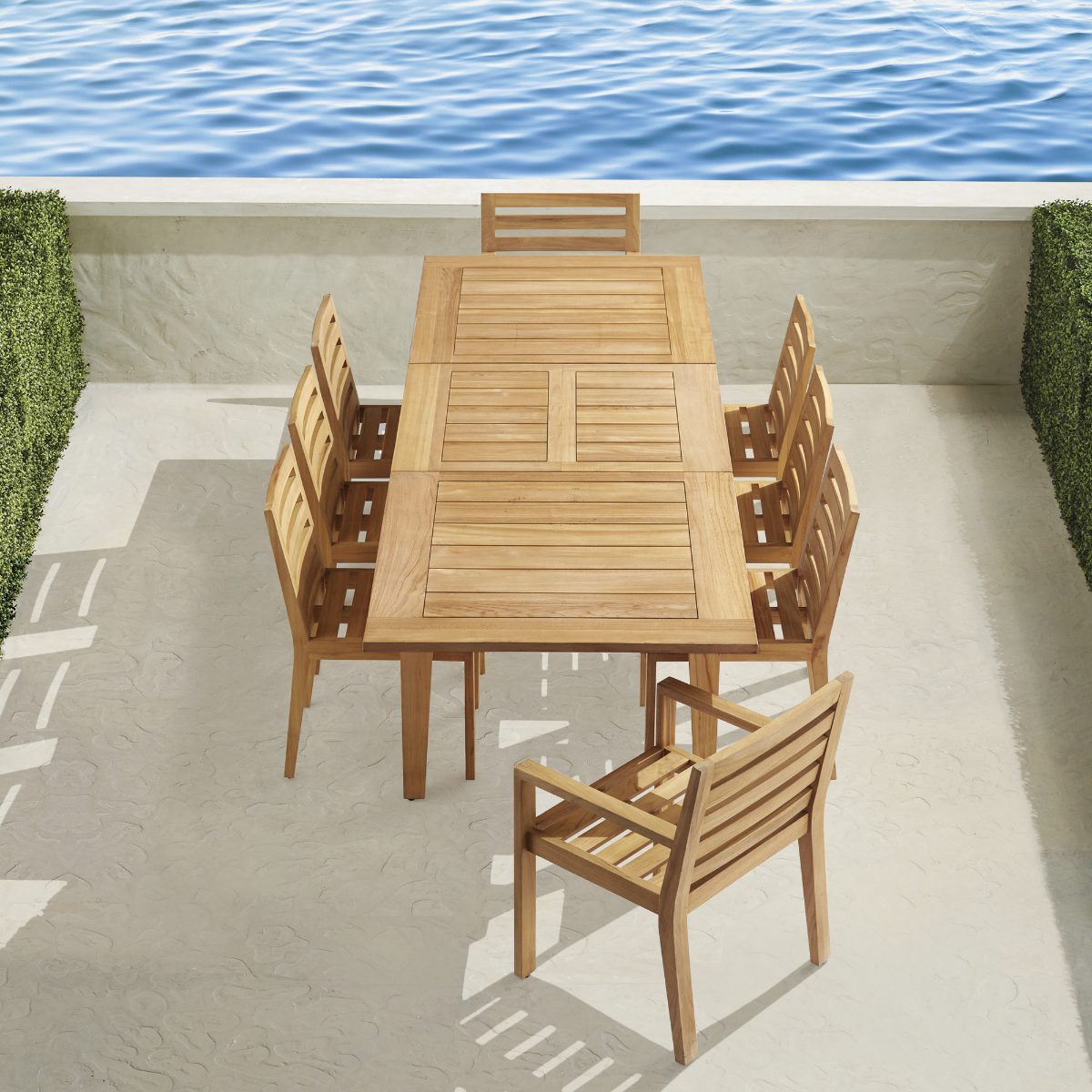 Calhoun Extendable 9-pc. Dining Set in Natural Teak