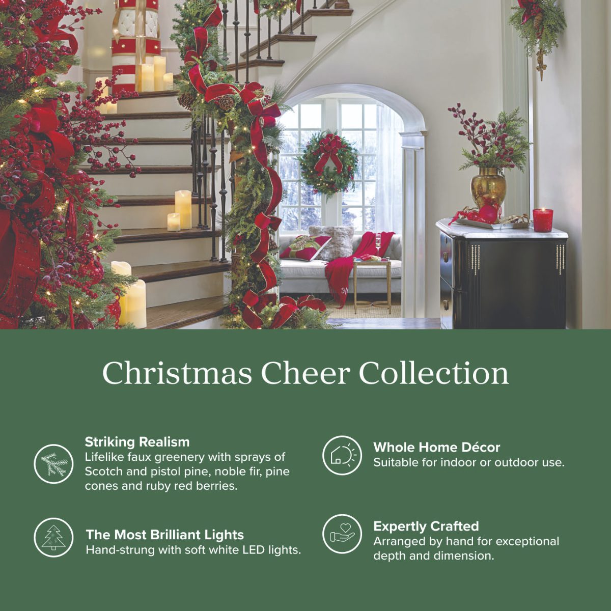 Christmas Cheer 9' Corded Garland - Image 3