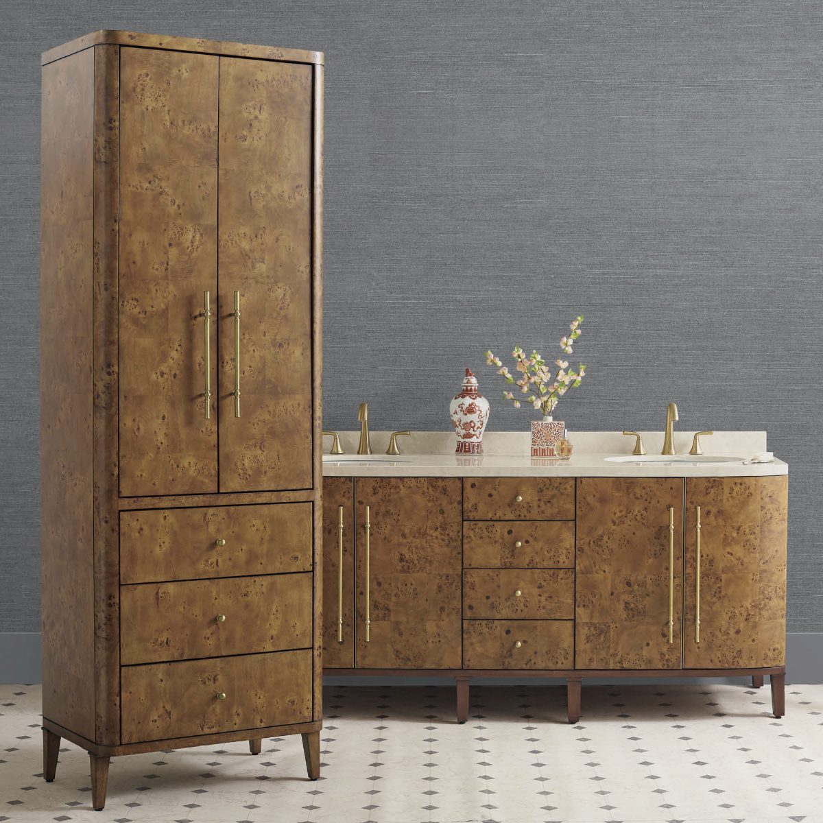 Brando 72" Double Bath Vanity Set with Storage Cabinet in Russet