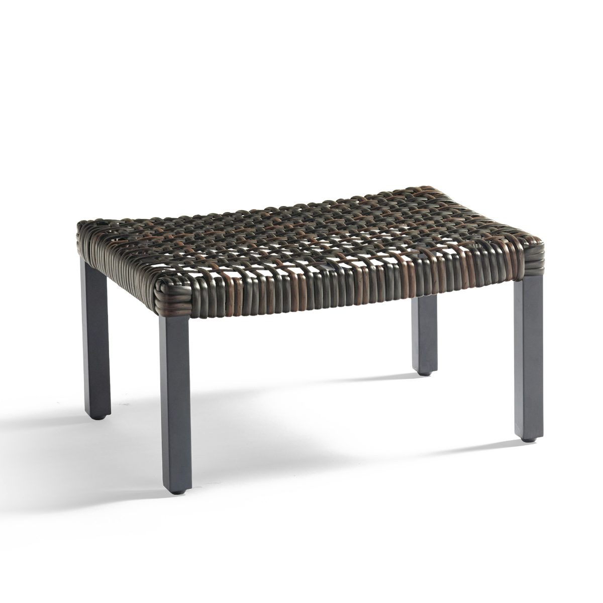 Alternative view of Isola Ottoman in Black Aluminum & Black Walnut Wicker