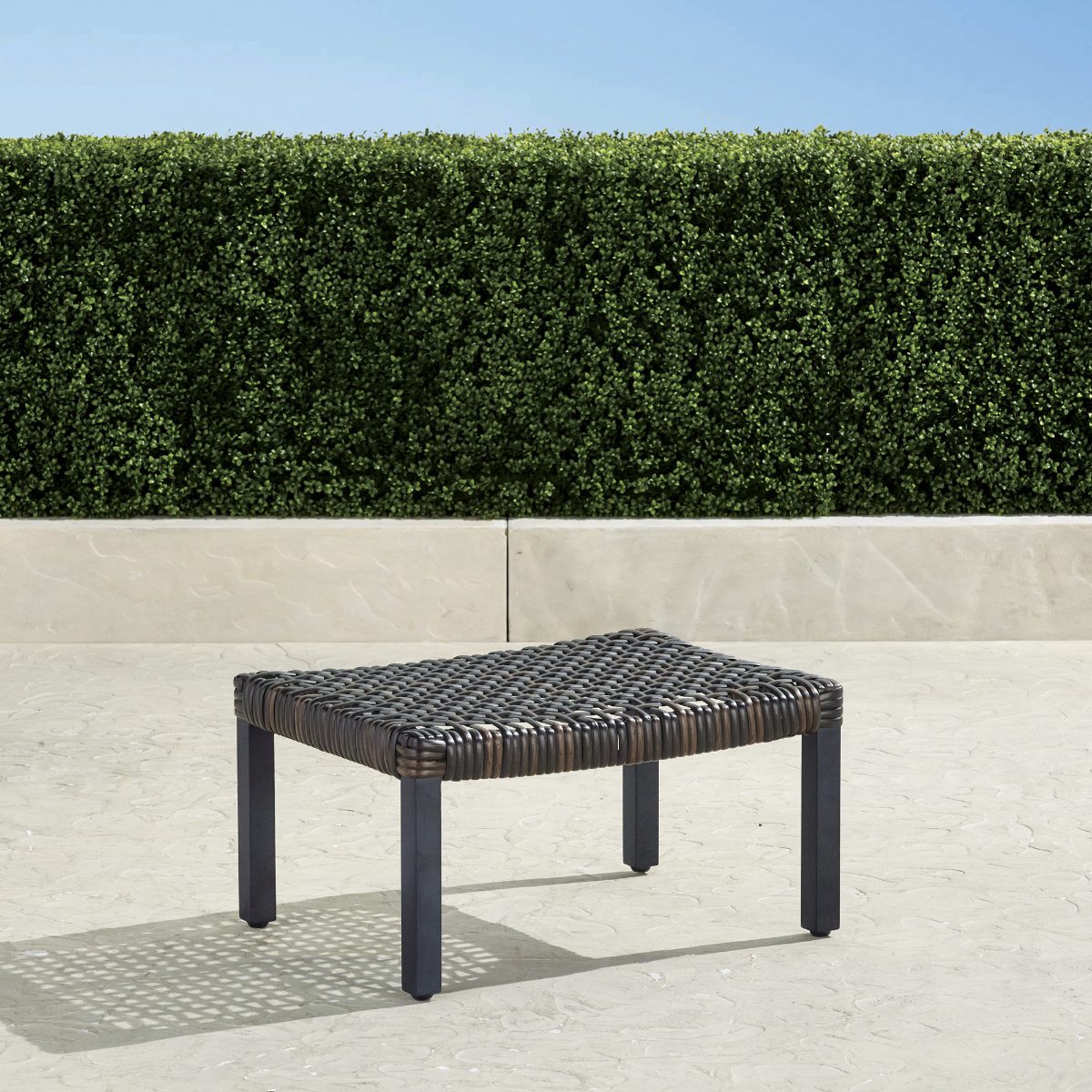 Isola Ottoman in Black Aluminum & Black Walnut Wicker