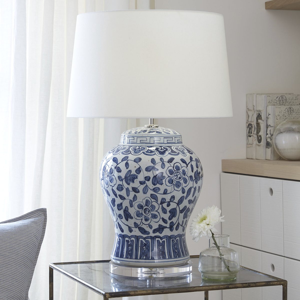 Alternative view of Blue Chinois Handpainted Table Lamp