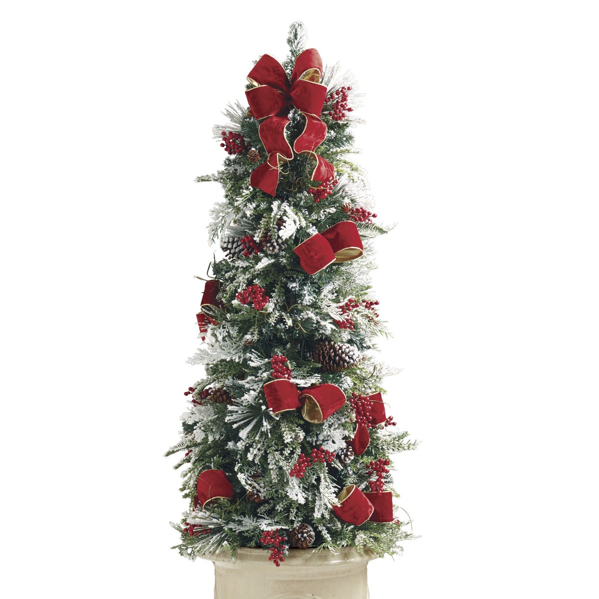 Christmas Cheer Flocked 5 ft Potted Tree