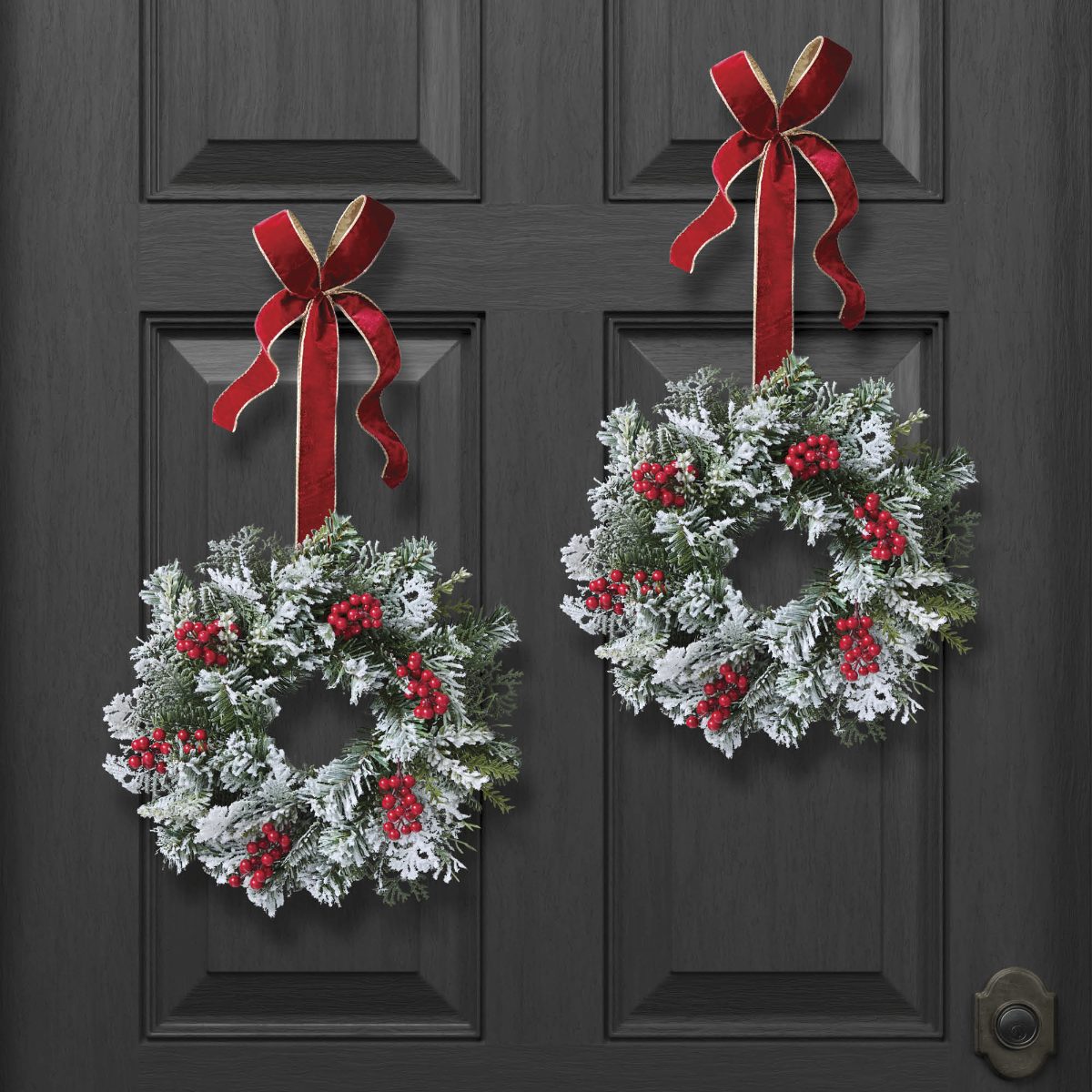Christmas Cheer Flocked Mini Wreaths, Set of Two