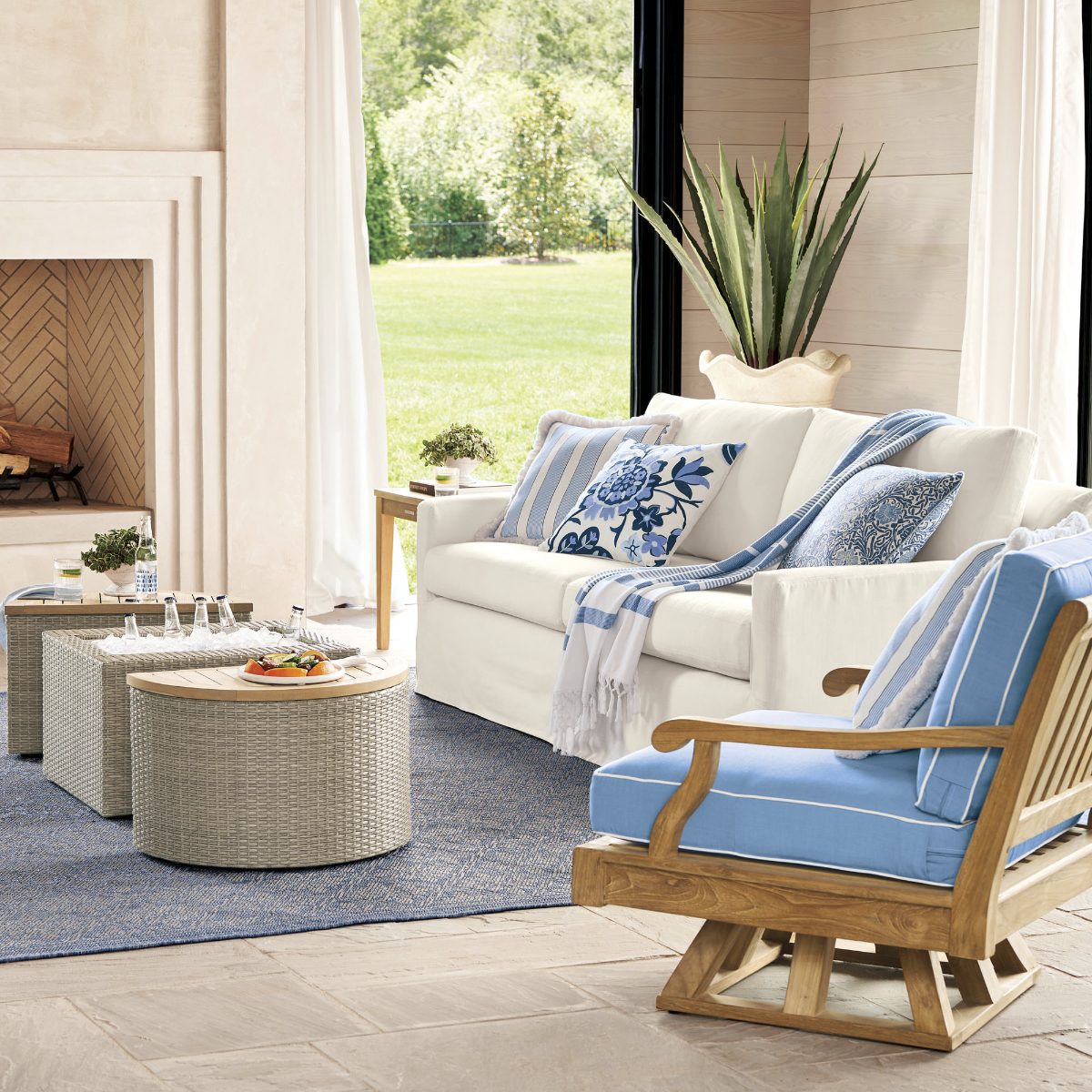 Cassara 4-pc. Swivel Lounge Chair with Cushions in Natural Teak - Image 2