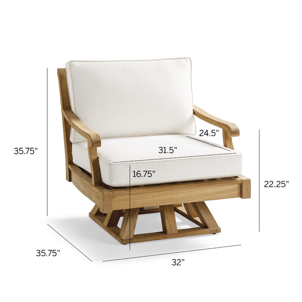 Cassara 4-pc. Swivel Lounge Chair with Cushions in Natural Teak - Image 5