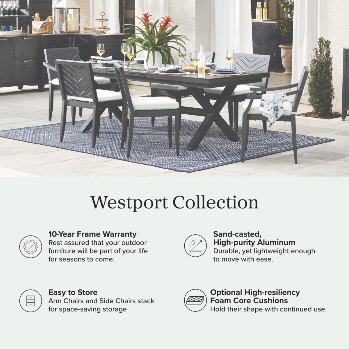 Alternative view of Westport Counter Stool in Jet Black Aluminum