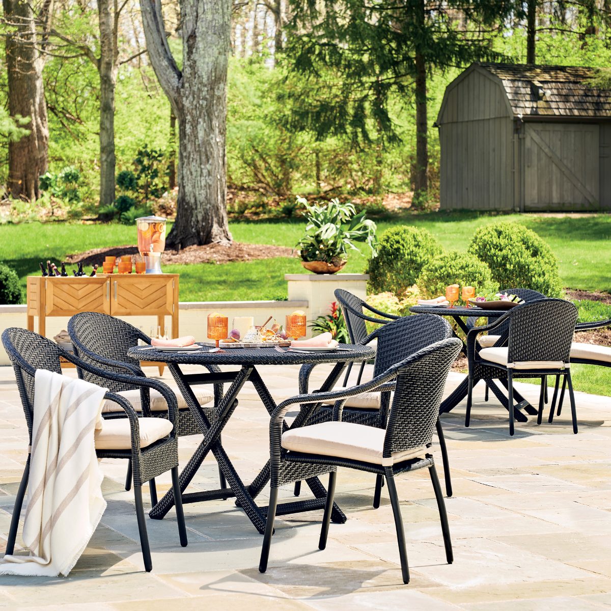 Alternative view of Café 5-pc. Curved Back Chairs and Table Set in Wicker