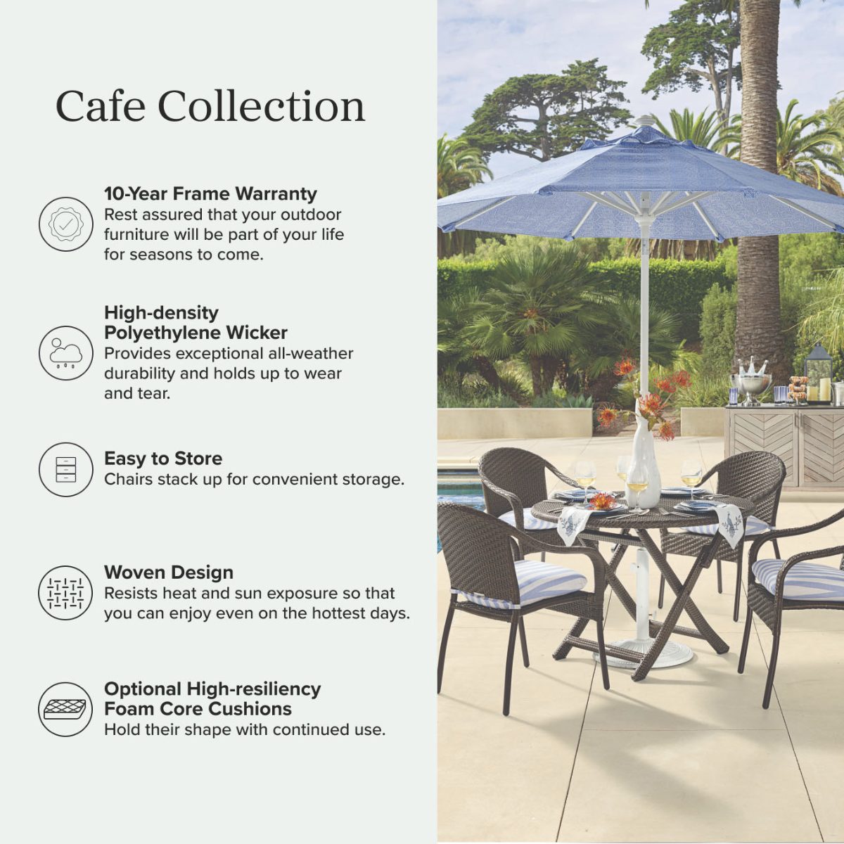 Café 5-pc. Curved Back Chairs and Table Set in Wicker - Image 3