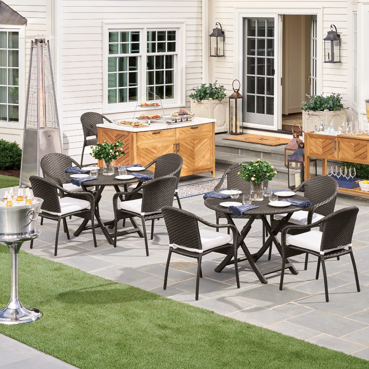 Café 5-pc. Curved Back Chairs and Table Set in Wicker - Image 5