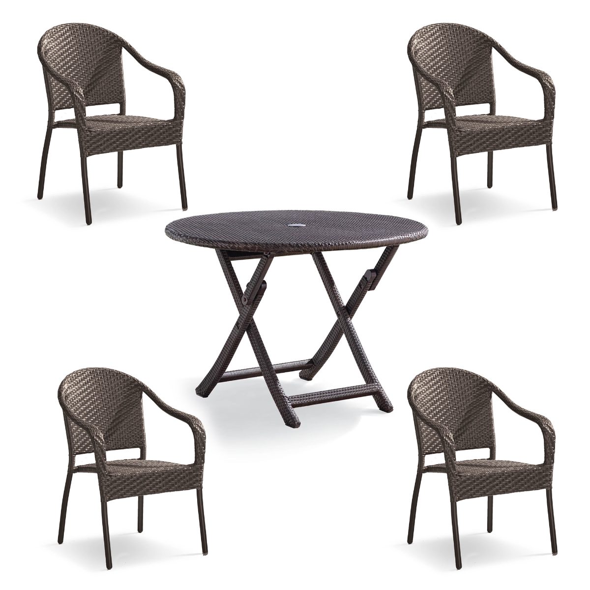 Café 5-pc. Curved Back Chairs and Table Set in Wicker - Image 6