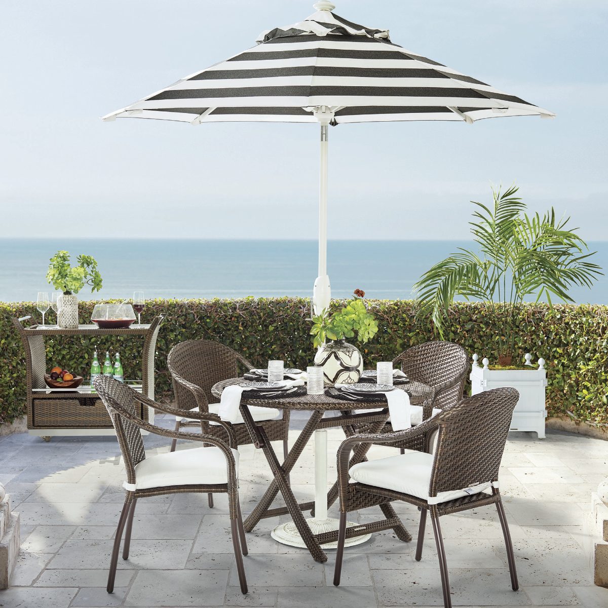 Café 5-pc. Curved Back Chairs and Table Set in Wicker