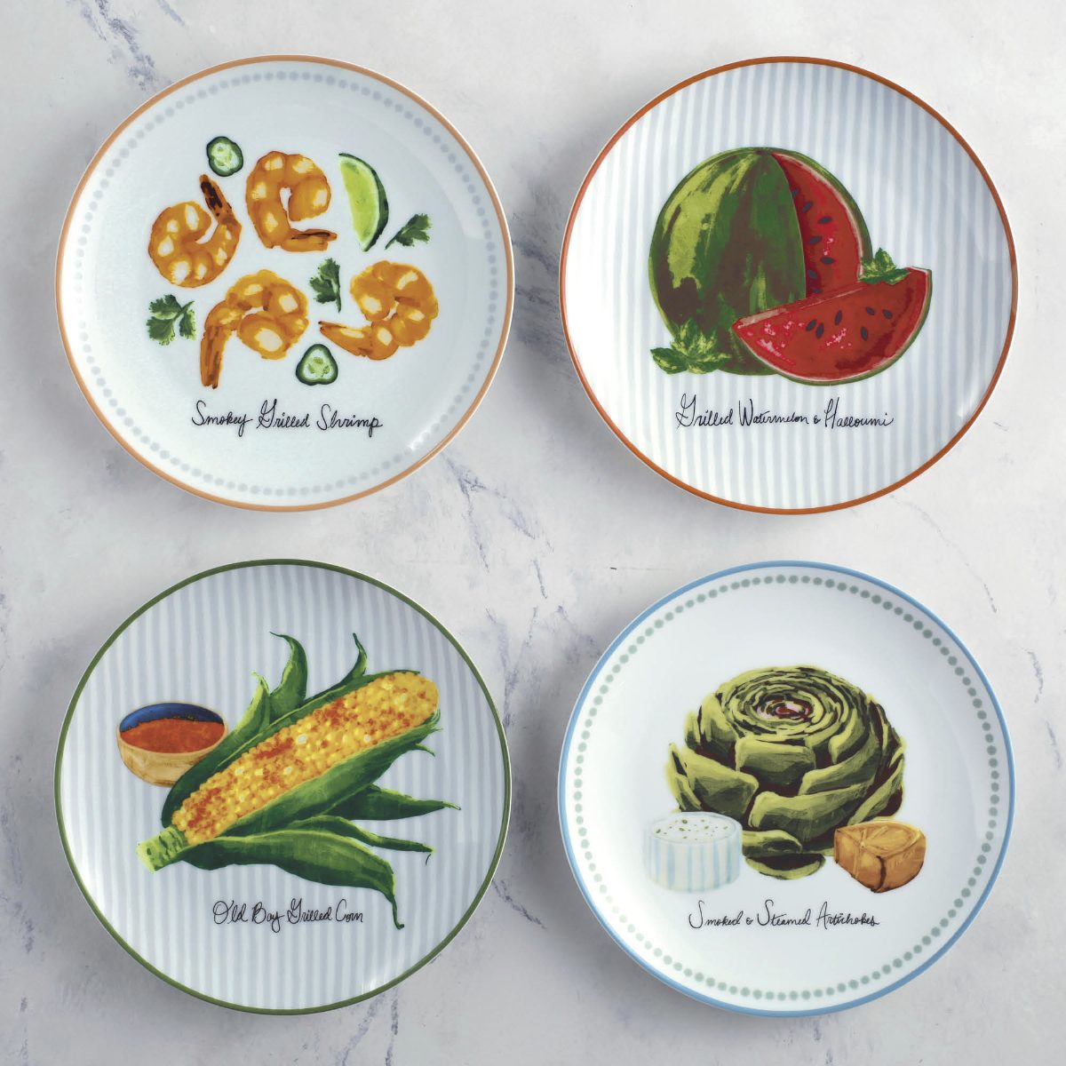 Chef Symon Novelty Recipe Plates, Set of Four