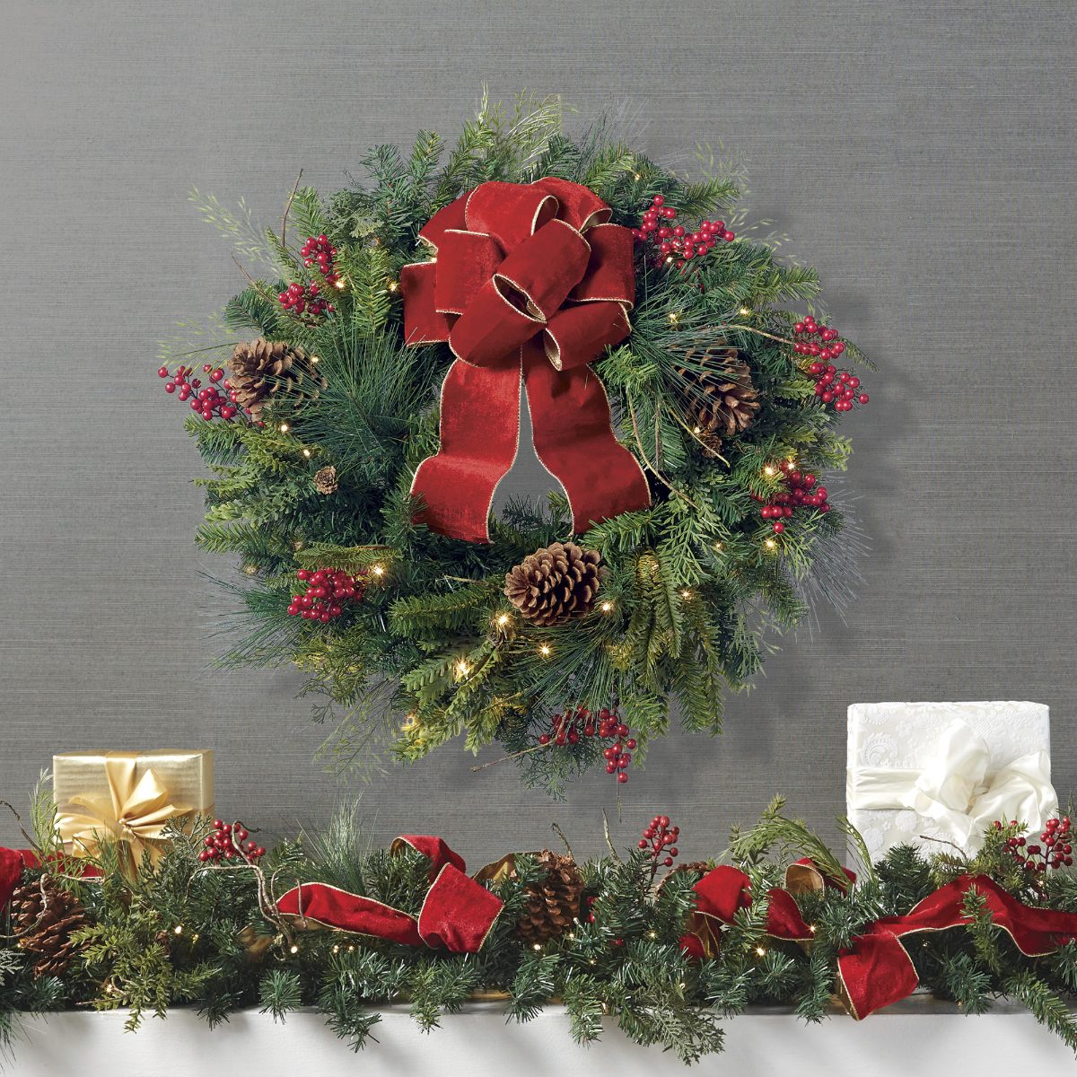 Christmas Cheer Greenery Mantel Bundle