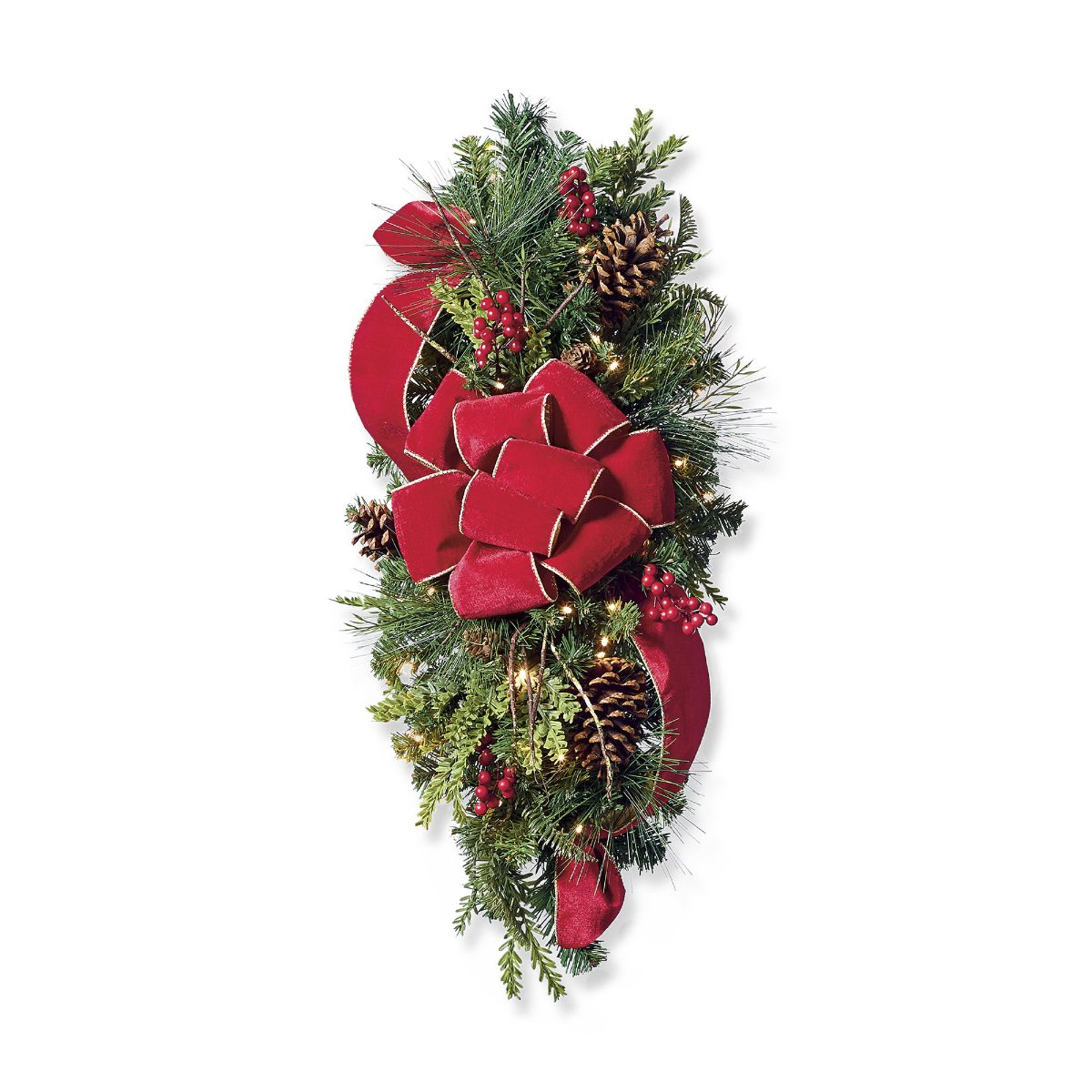 Christmas Cheer Horizontal Window Swag with Bow