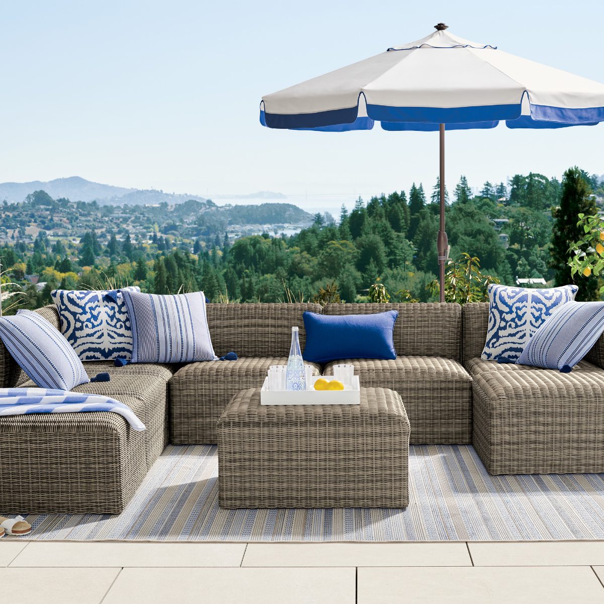Alternative view of Covelle 4-pc. Modular Set in Khaki Wicker
