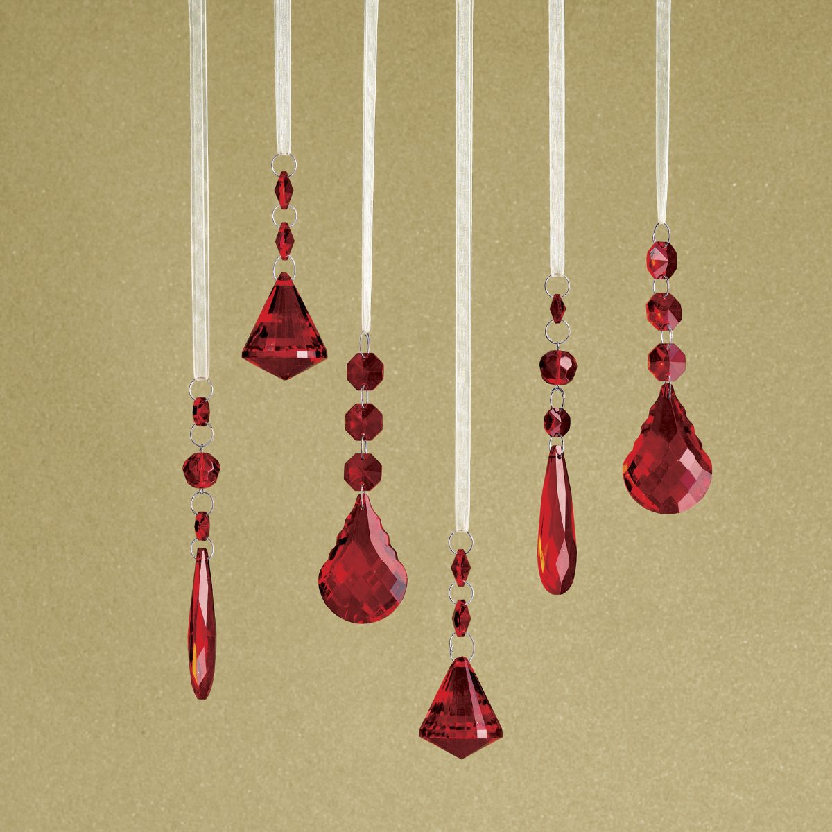 Crystal Drop Ornaments, Set of Six