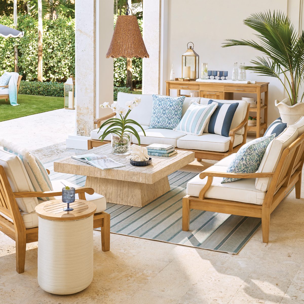 Cassara Loveseat with Cushions in Natural Teak - Image 5