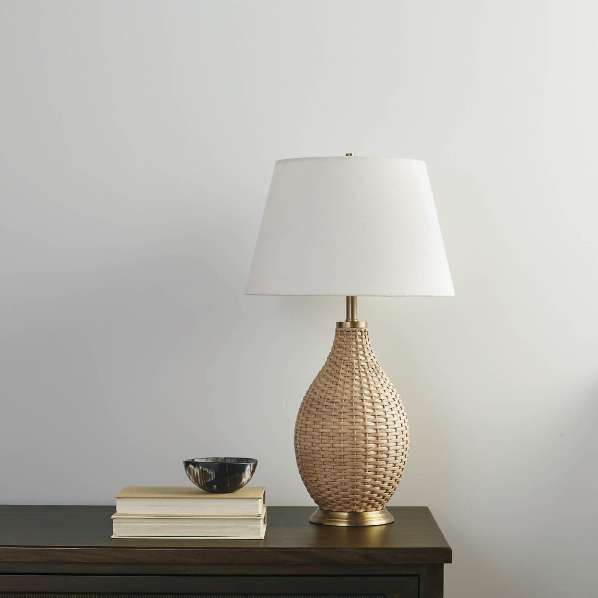 Alternative view of Elsay Gourd Wicker Table Lamp