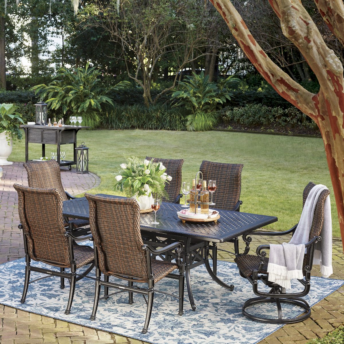 Alternative view of Carlisle Woven Swivel Rocker Dining Chairs in Aluminum, Set of Two