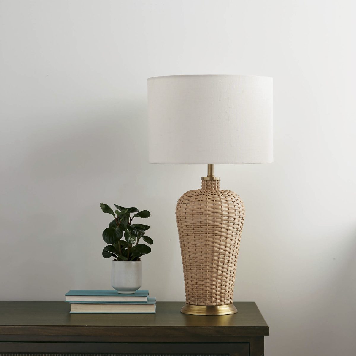 Alternative view of Elsay Urn Wicker Table Lamp