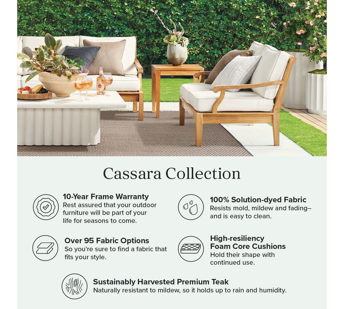 Cassara Ottoman with Cushion in Natural Teak - Image 2