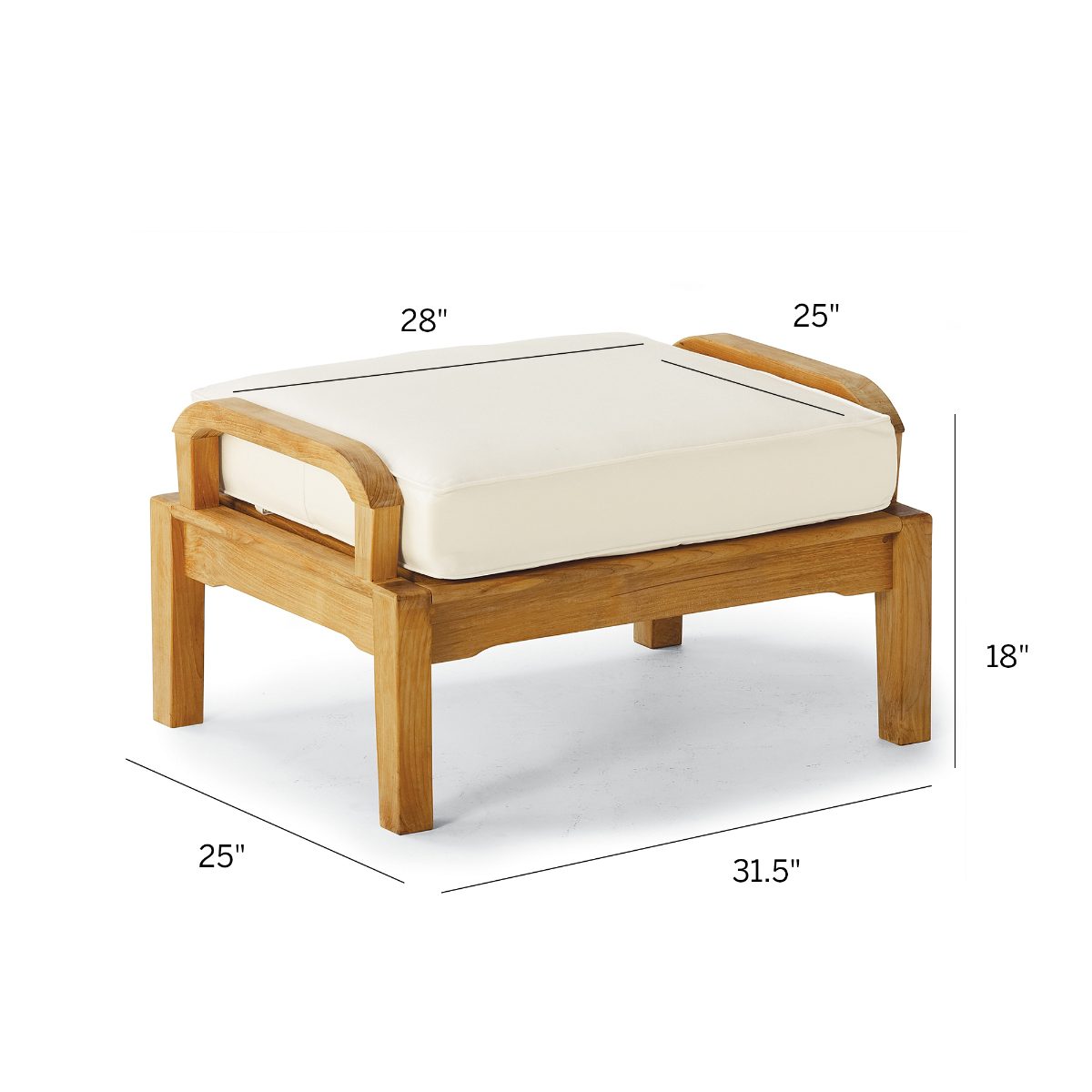Cassara Ottoman with Cushion in Natural Teak - Image 3
