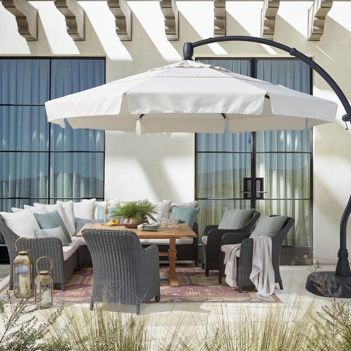 11' Cantilever Round Side Mount Umbrella with Base