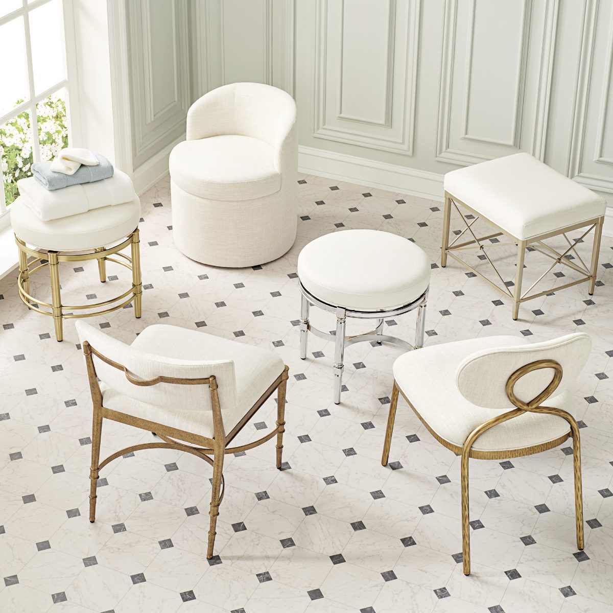Jules Rectangular Vanity Stool - Image 5