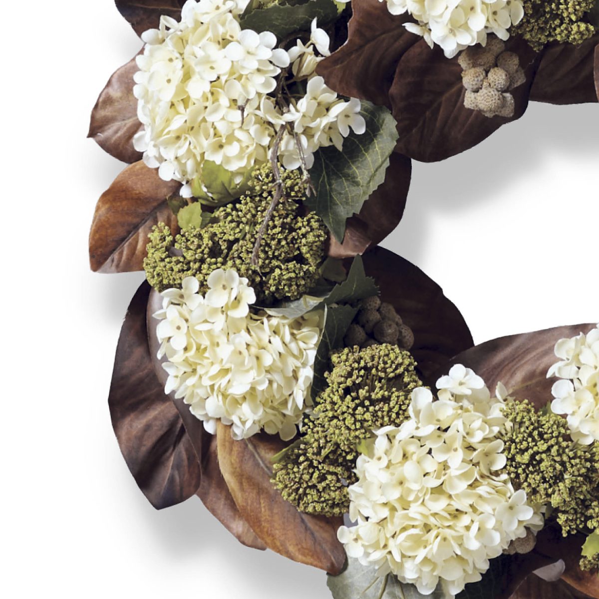 Alternative view of Cream Hydrangea & Magnolia Leaf Wreath